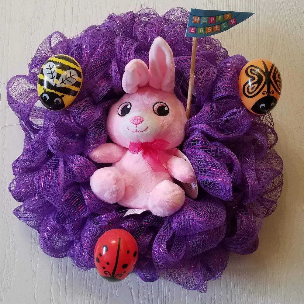 Handmade Easter Wall Decor or door wreath Made on a 8 inch wire wreath frame